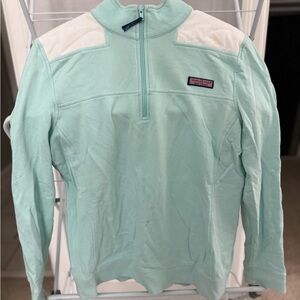 Vineyard Vines Light Green and White Quarter-Zip